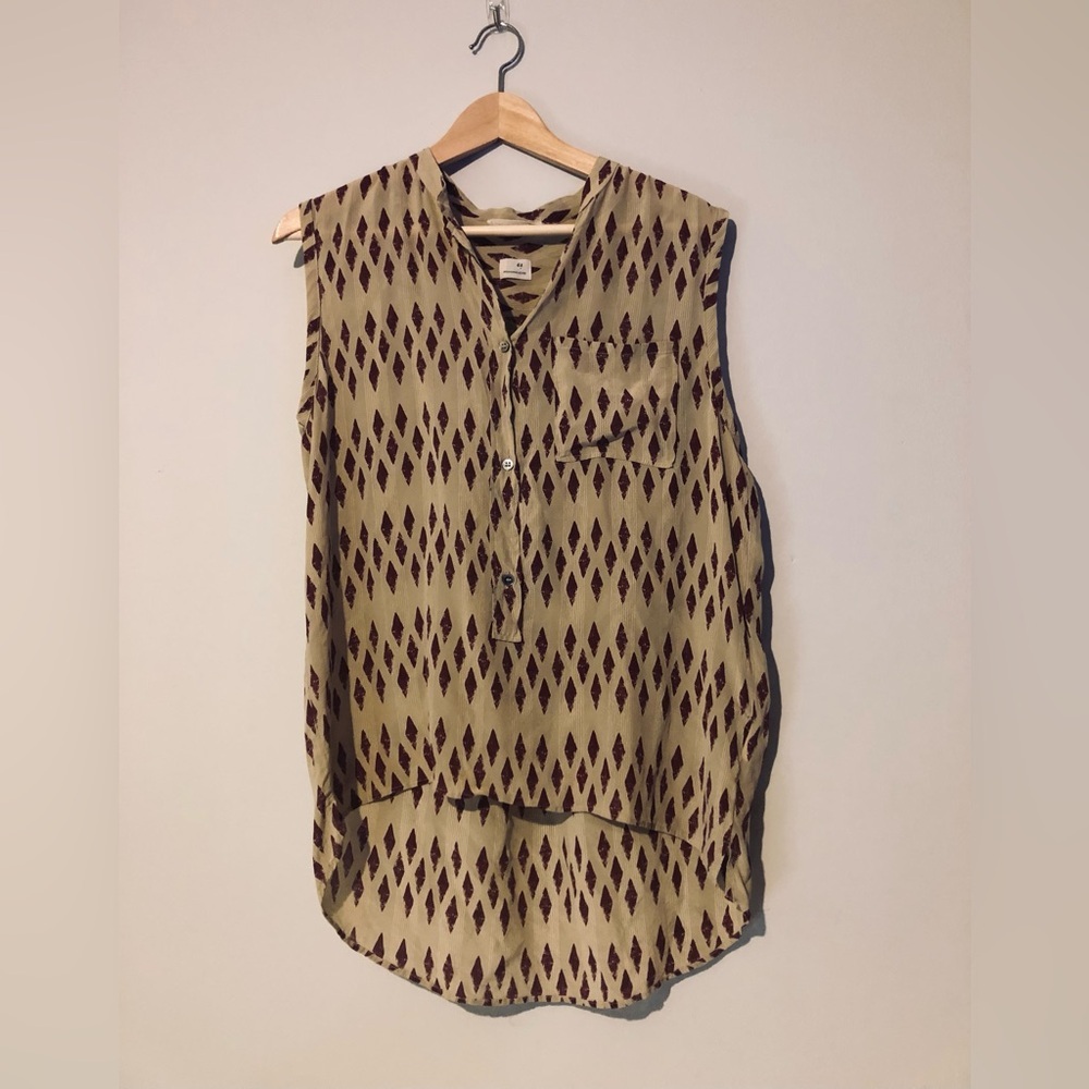 Pomandere 100% Silk Sleeveless Top Size 44 (M/L)